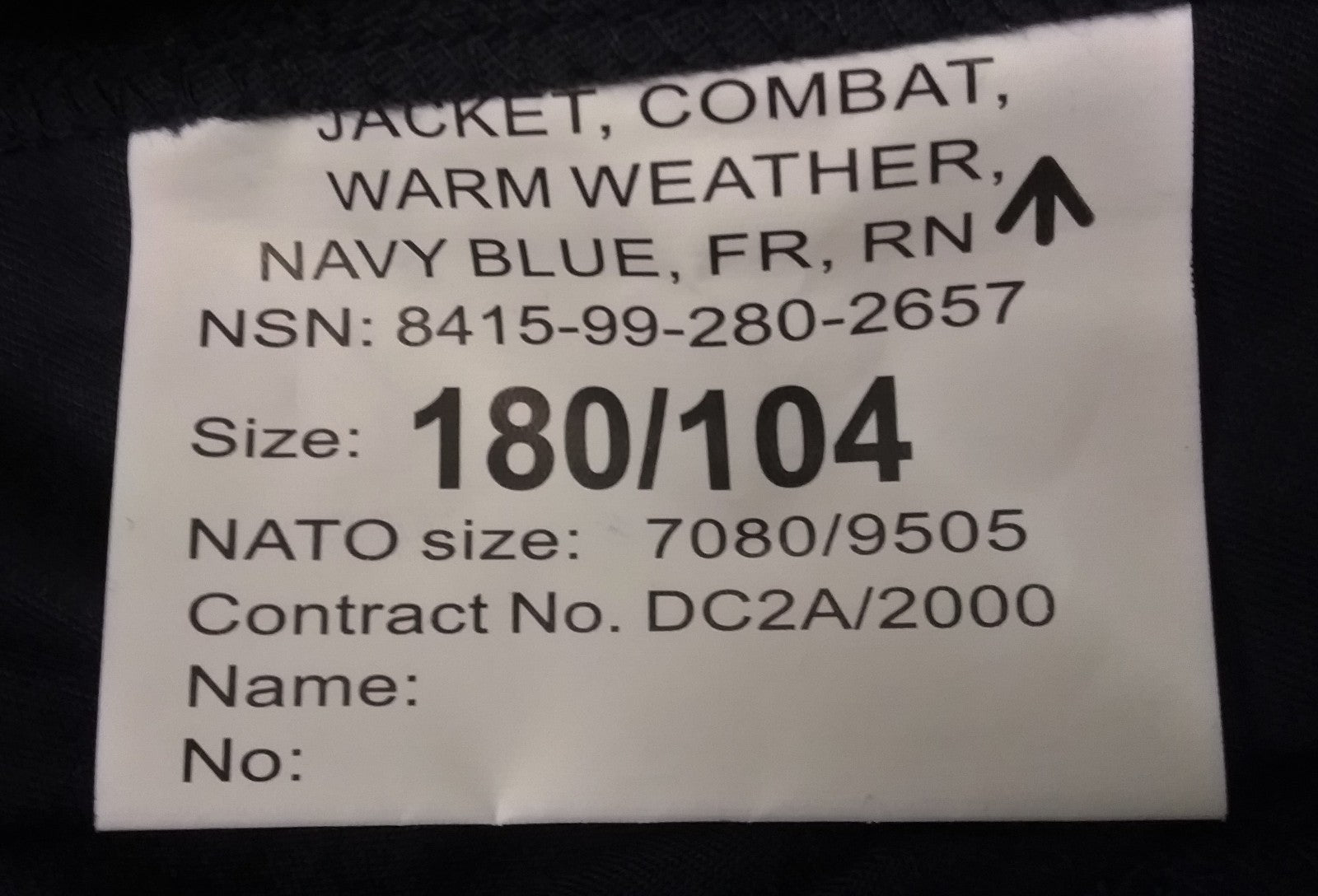 RN Combat Jacket Naval Warm Weather FR Fire Resistant British Navy Blue Colour