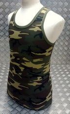100% Cotton Woodland Camouflage Sleeveless Vest Singlet Tank Top All Sizes NEW