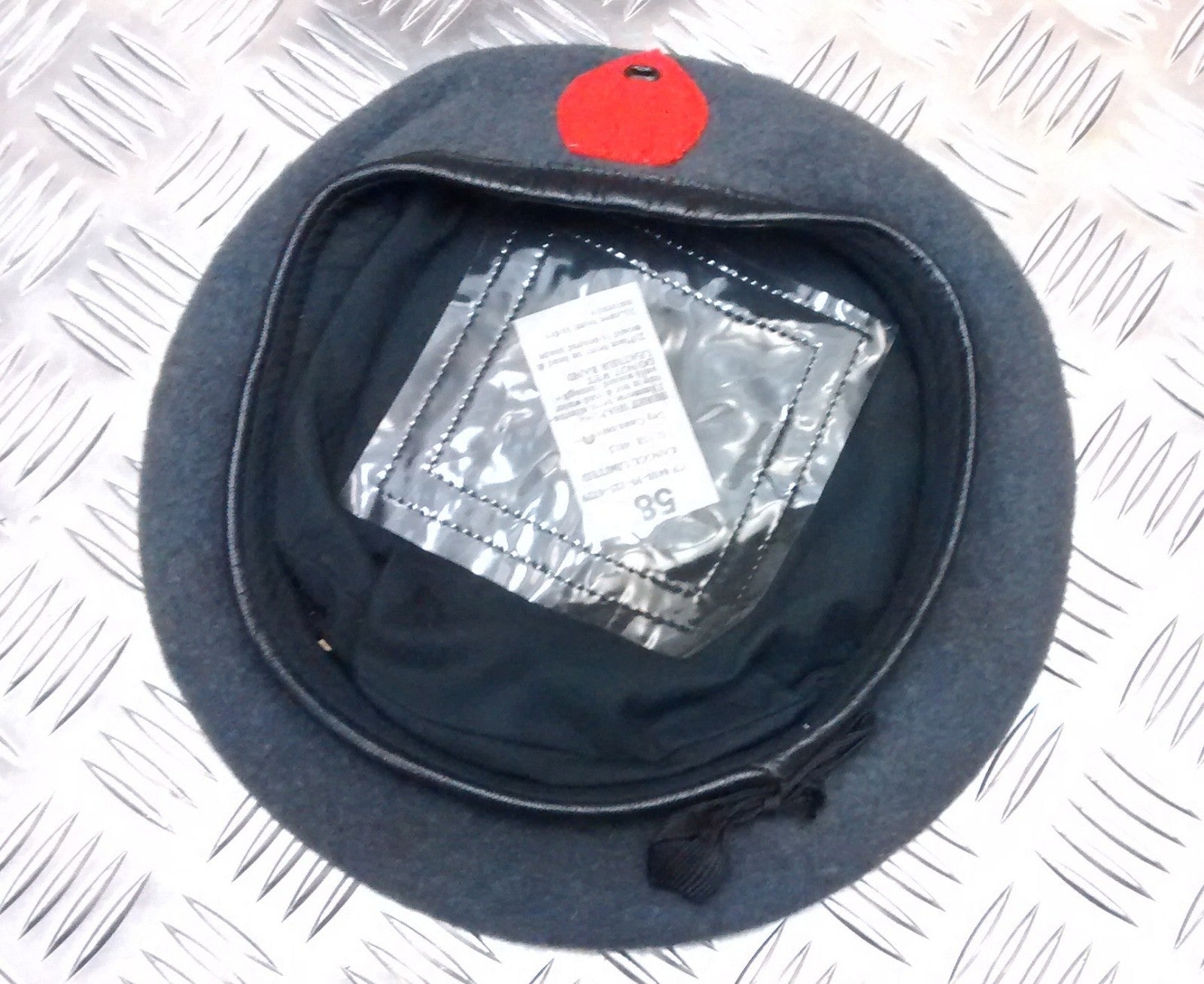 Genuine British QARANC Blue Grey Wool Beret Red Tear Drop Tab New