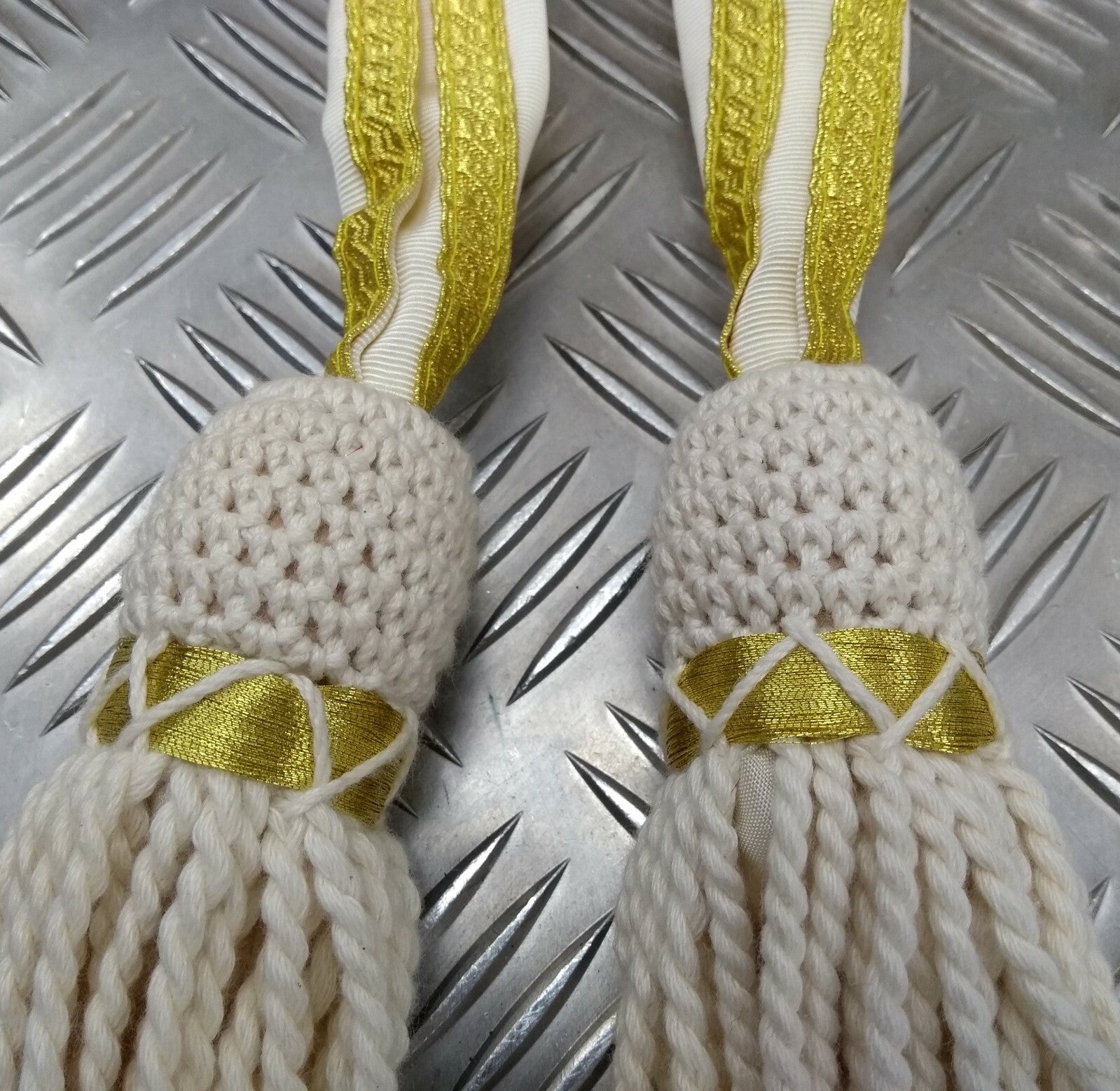 Genuine British Made Senior Officers Ceremonial Gold Braided White Waist Sash