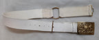 Royal Belt Buff Leather With Large Coat of Arms Plate Buckle 35"