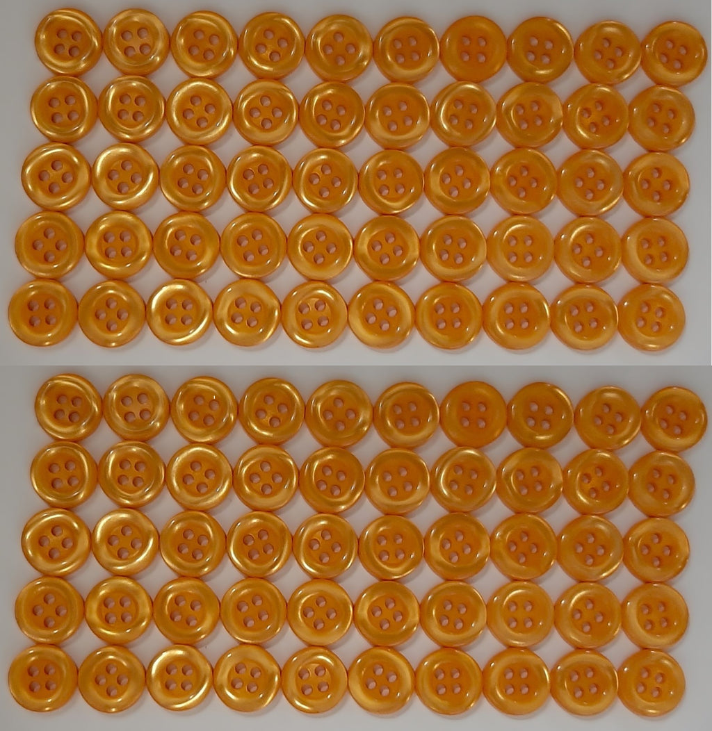 100 Vintage Buttons 4 Hole Shirt / Shank Anchors Pearlesque Aroma Orange 10.9mm