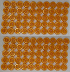 100 Vintage Buttons 4 Hole Shirt / Shank Anchors Pearlesque Aroma Orange 10.9mm