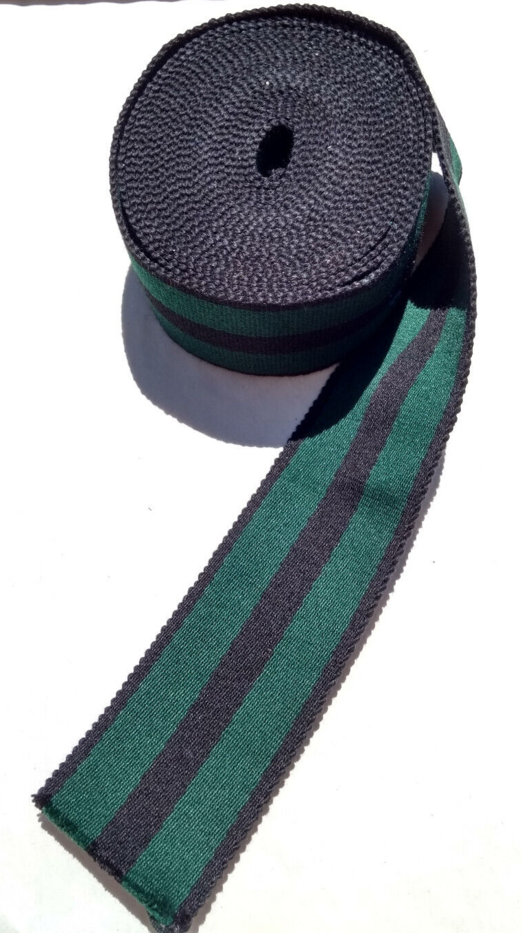 Black & Green 64mm Stable Belt Material Genuine British Made / Sold by 50cm