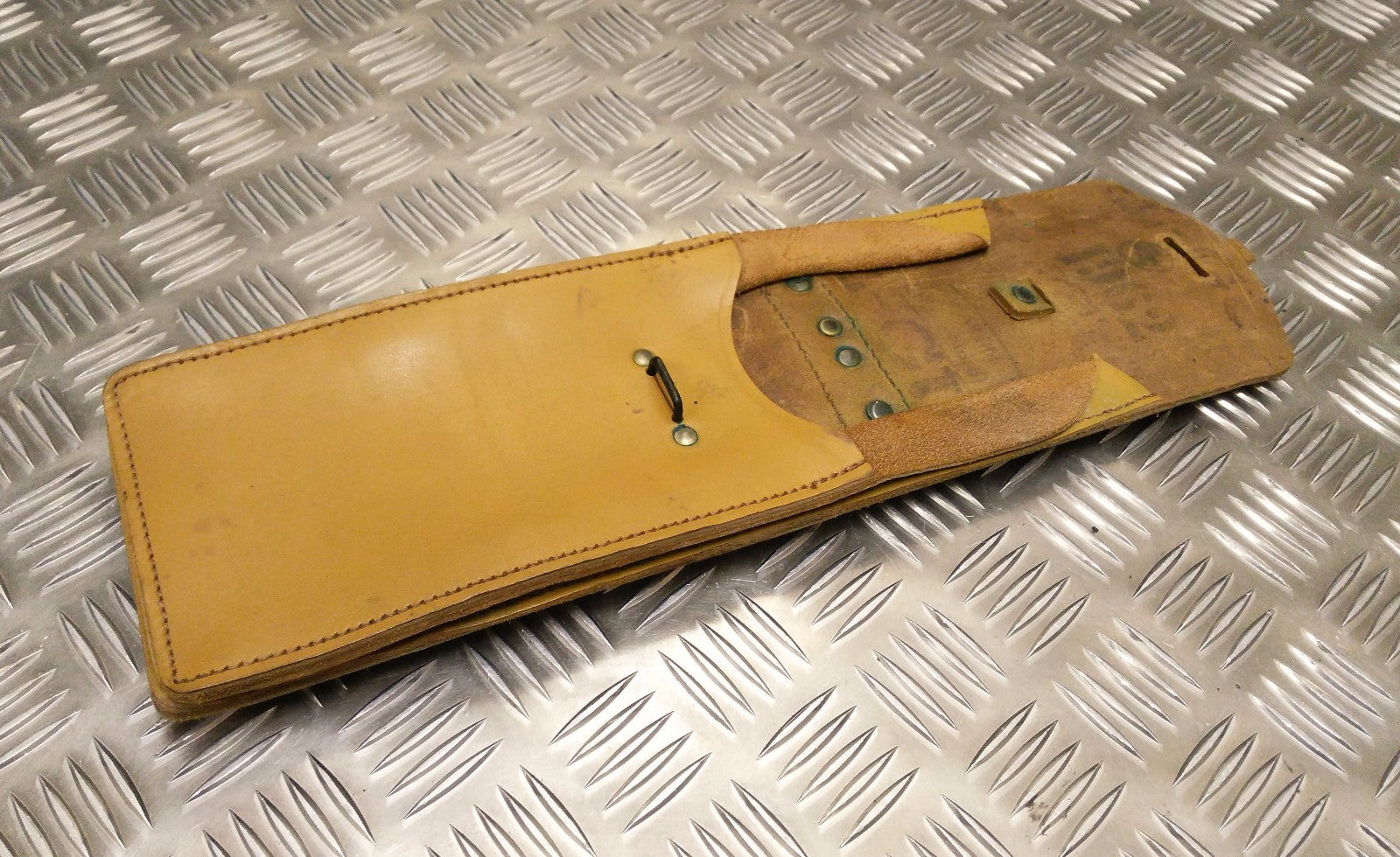 Vintage 1960s / 1970s Leather Long Utility / Instrument Pouch Light Brown Tan