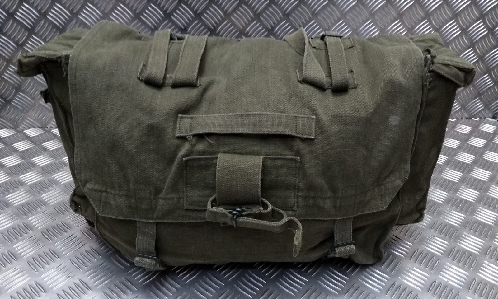 Vintage Army Pack Large Heavy Duty Canvas Pannier Side Webbing Bag Assorted