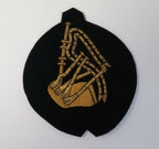 Genuine British Made Wire Embroidered Bagpipes Bandsman Large Badge