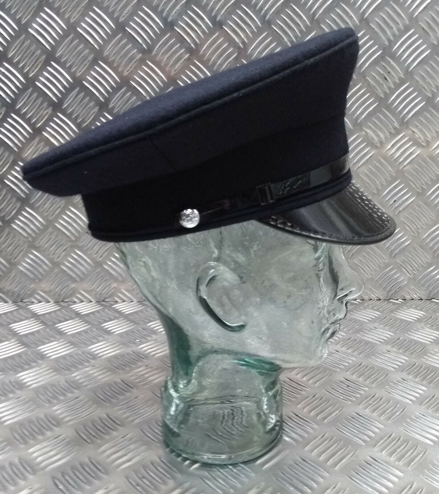 Dress Hat with E II R Buttons & Chinstrap Navy Blue Parade Peak Cap