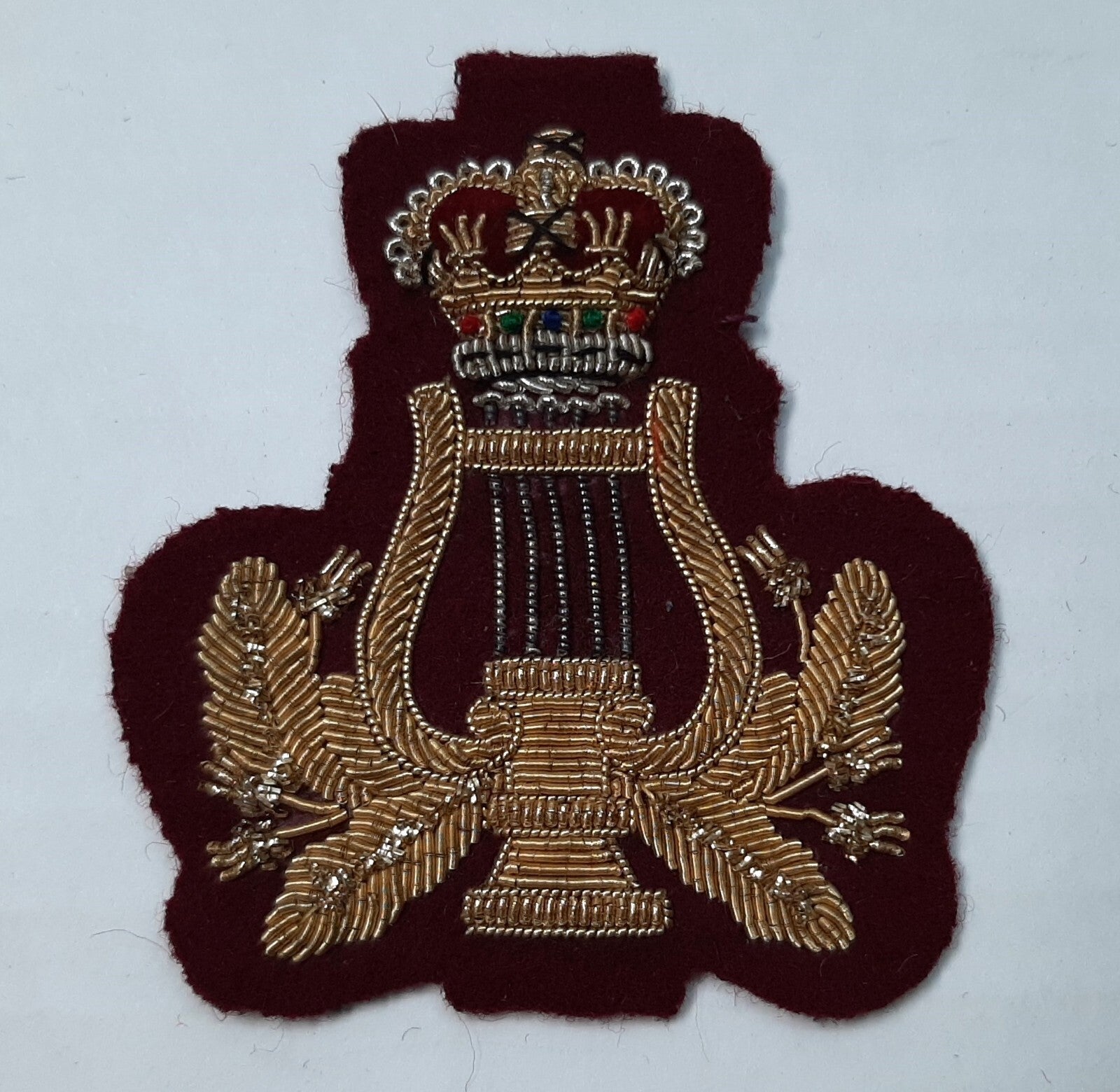Lyre and Crown No1 and Ceremonial Dress British Army Hand Embroidered Arm Patch