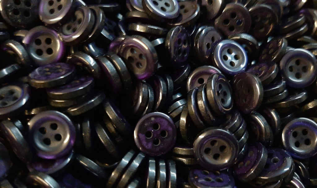100 Vintage Buttons 4 Hole Shirt / Shank Anchors Pearlesque Dark Blue 11.4mm NOS