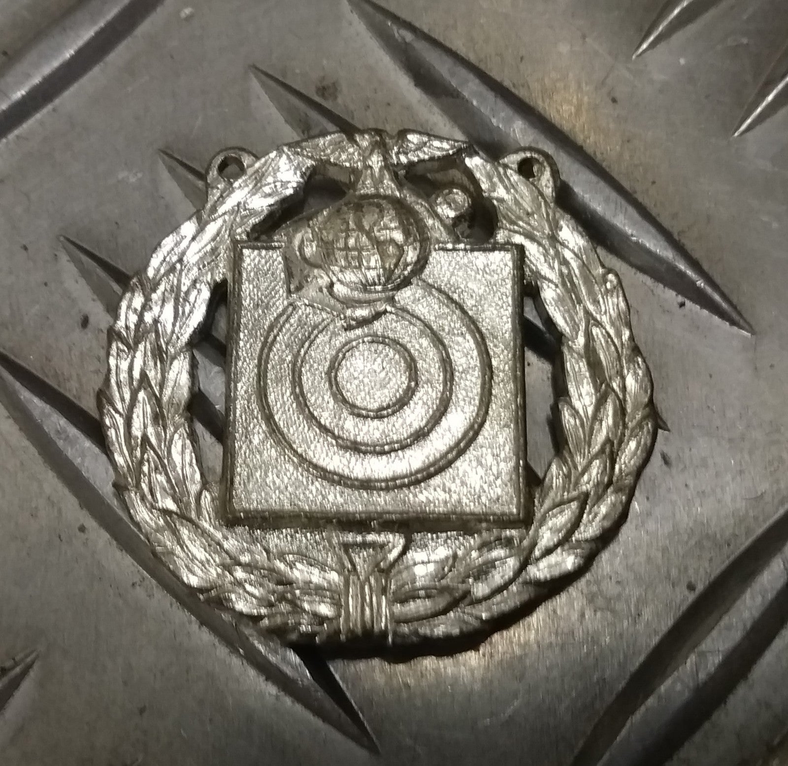 Genuine Vintage U.S.M.C Marksman Badge Shield Metal Badge Marine Corps Obsolete