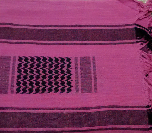 100% Cotton Shemagh / Arab Scarf / Pashmina / Wrap / Sarong. Black on Pink - NEW