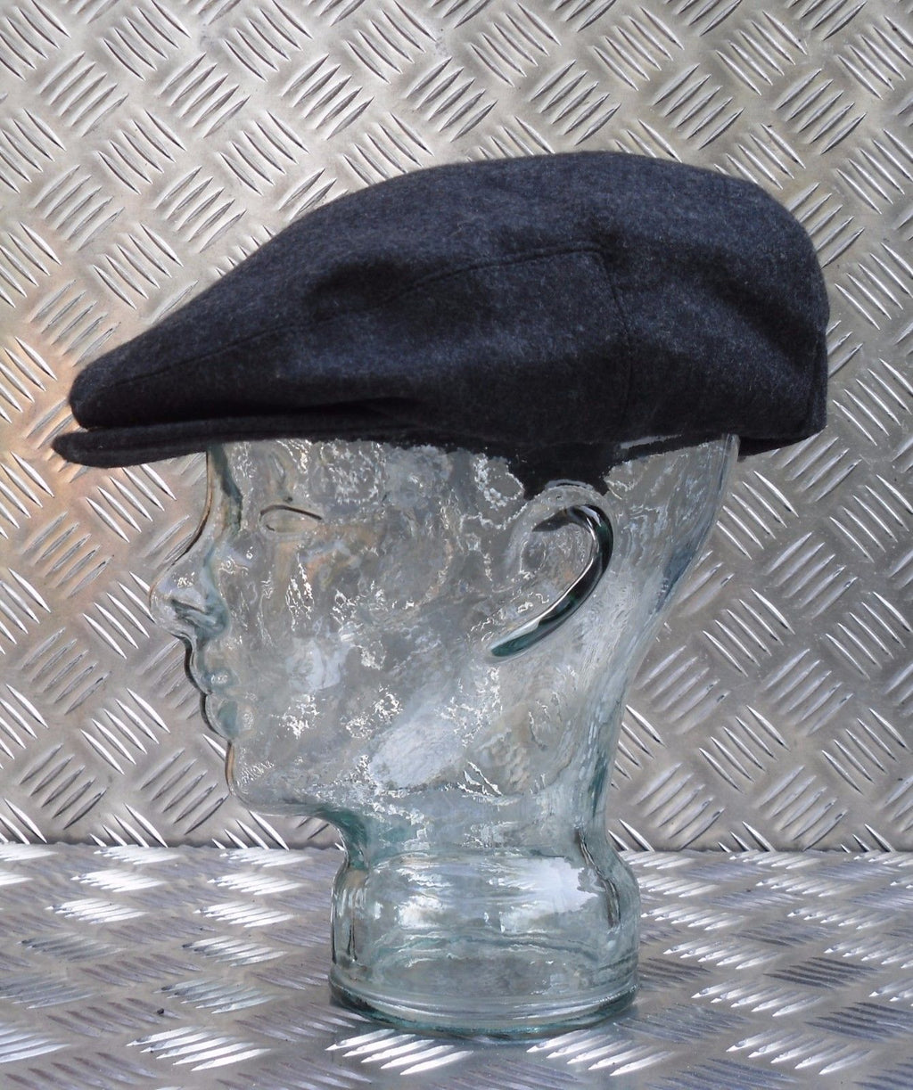 Dark Grey Wool Mix Quilt Lined Grandads Hat / Flat cap like Cheese Cutter Cap