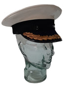 Vintage RN Hat 1968 Royal Navy Officers Capt and Cdr White Dress Visor Cap