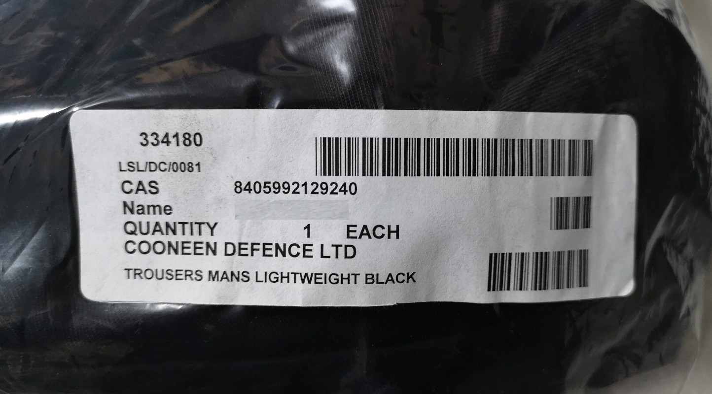 British Army Lightweight Combat / Fatigue Black Trousers Waist 130cm Leg 80cm