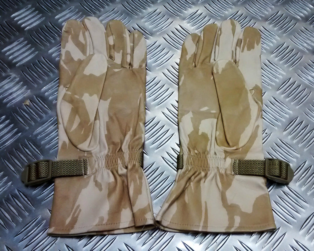 Genuine British Desert Camo Leather Combat Gloves- All Sizes