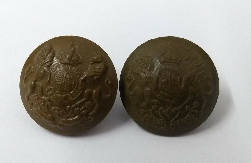 Genuine Vintage British Army Kings Crown General Service Coat of Arms Buttons x2
