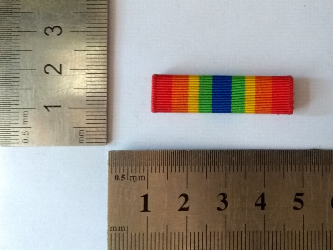 US Service Medal Ribbon on Bar / Red Orange Yellow Green Blue