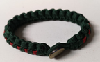 Red and Green Paracord Bracelet Wristband with Irish Harp Insignia Metal Button