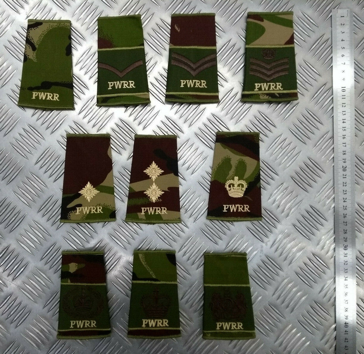 Genuine British Army PWRR Princess of Wales' Royal Regiment Rank Slide Assorted