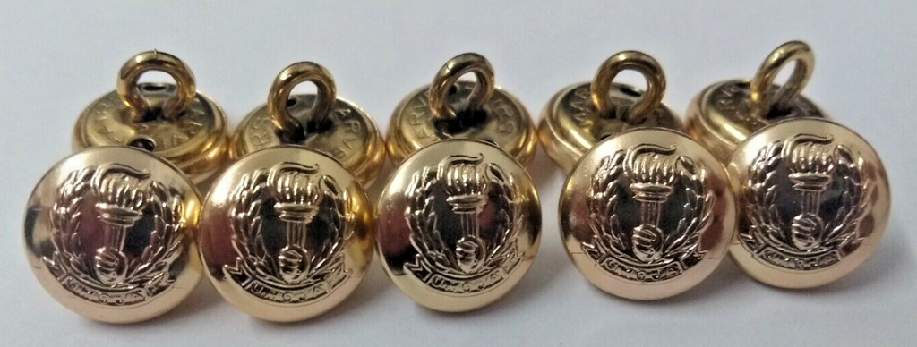 Gold Ring Buttons, Reef and Hand Holding Torch. 12mm x 10- NEW