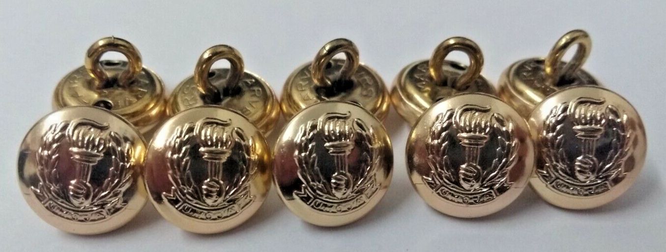 Gold Ring Buttons, Reef and Hand Holding Torch. 12mm x 10- NEW