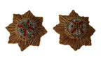 Irish Guards Rank Stars St Patrick (Gold) Hand Embroidered H/E Insignia 1 Pair