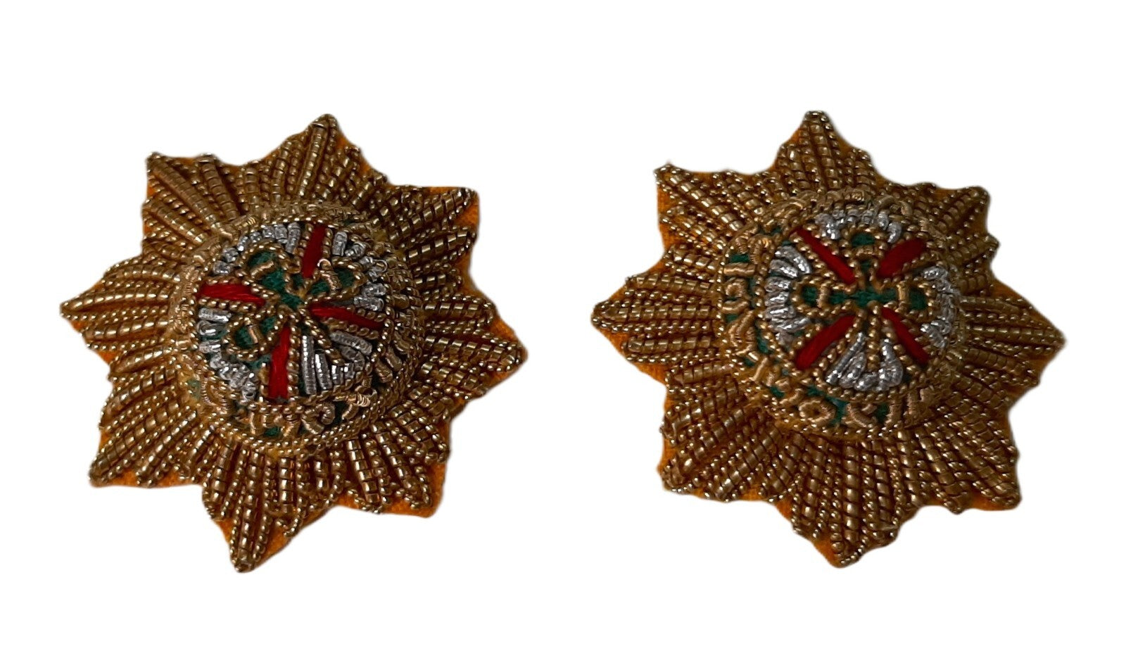Irish Guards Rank Stars St Patrick (Gold) Hand Embroidered H/E Insignia 1 Pair