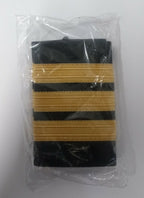 Genuine British Made 3 Rank Bar Gold Lace on Black Slides Epaulettes ASPS400