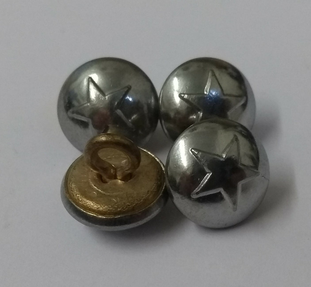 5 Point Star Small 11.6mm Dress Hat Buttons Looped Back With Raised Insignia X6