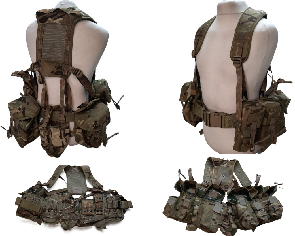 Airborne Army Webbing MTP British Assault Camo Belt Yoke & Assorted Pouches (6)