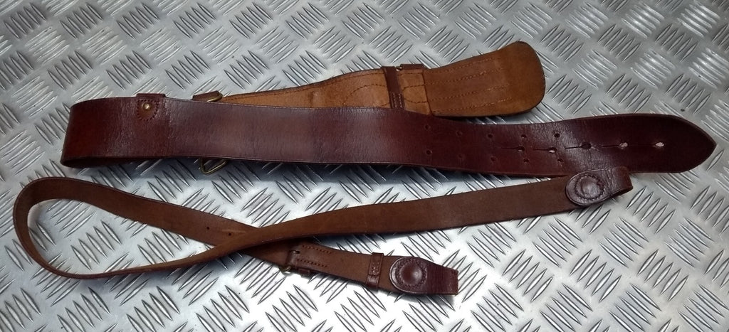 Vintage Sam Browne Belt Brown Leather Belt Set And Cross Over Strap Complete