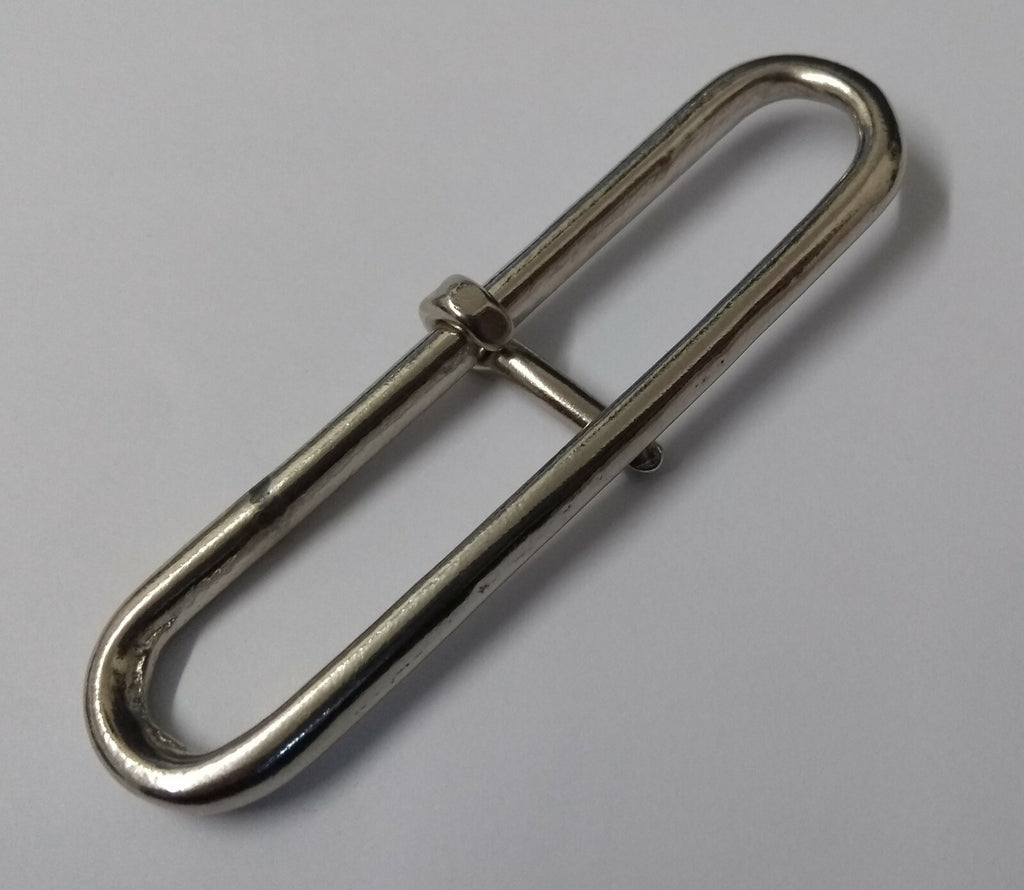 Nickel Plated Parade Belt Prong Slider Adjuster 2 5/8"