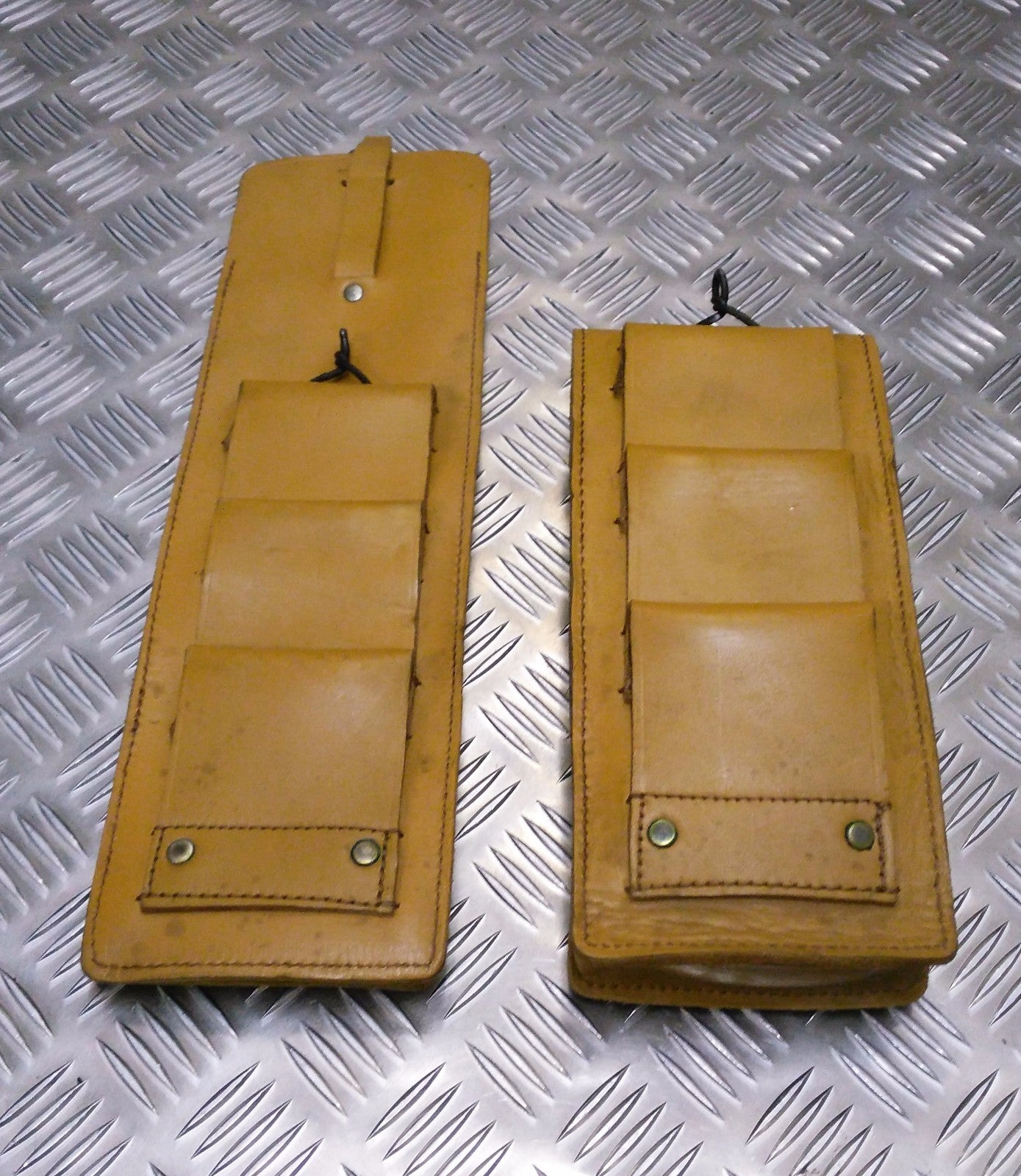 Genuine Vintage Leather Ammo / Utility Pouch Light Brown / Tan X2