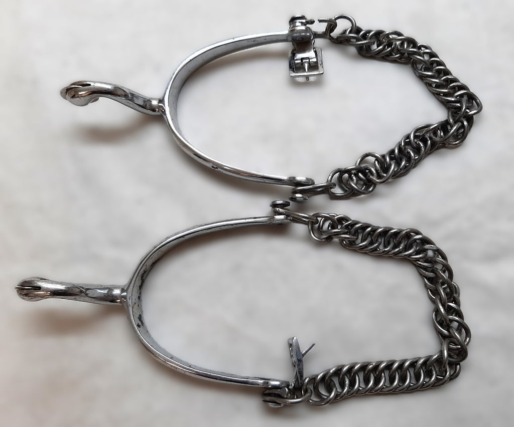 British Army Spurs Chrome With Boot Chains Household Cavalry HCav Swan Neck