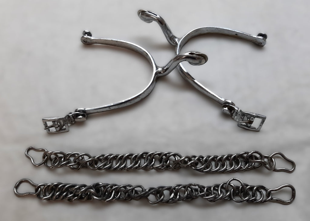 British Army Spurs Chrome With Boot Chains Household Cavalry HCav Swan Neck