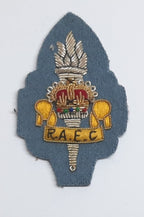 RAEC Hat / Cap Badge Hand Embroidered Vintage New Old Stock R.A.E.C