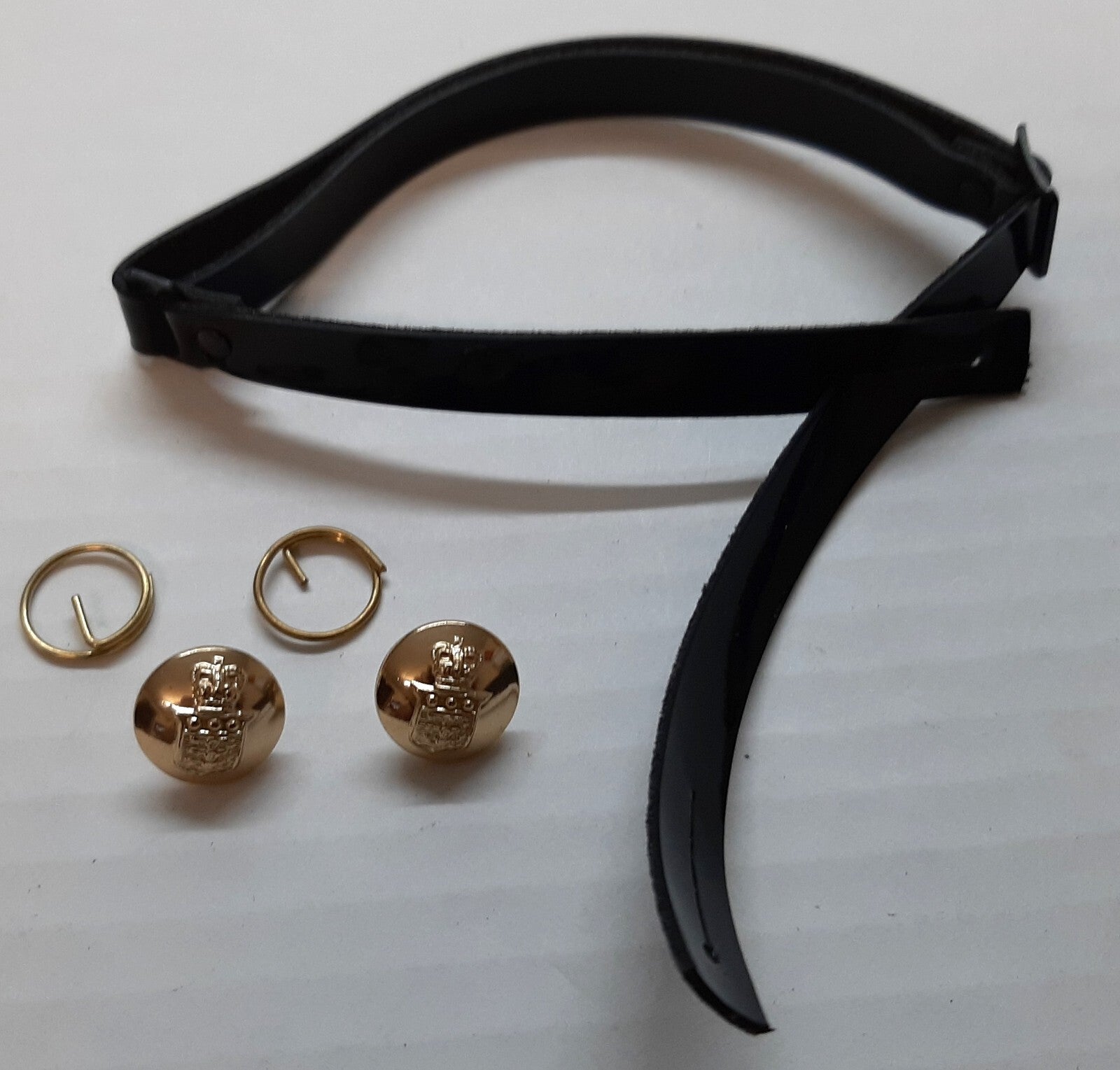 RAOC Chinstrap Set British Army Complete Ordnance Corps With Buttons & Rings