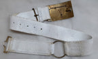 HCav No11 Belt White Buff Leather Belt Household Pattern Waist Size 33"