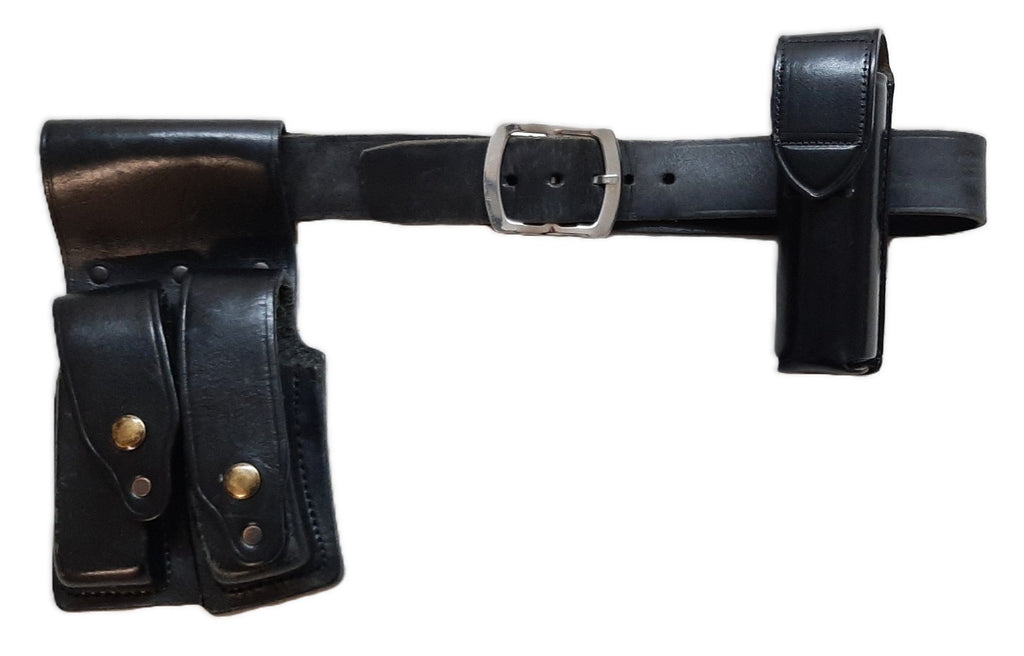 Leather Belt 36" With MP5 Double Ammo Pouch & PWL Spring loaded Canister Holder