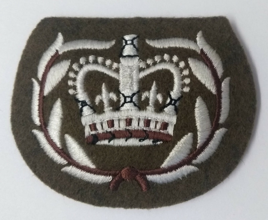 WO2 RQMS Patch No2 Khaki Arm Badge Q/C Crown and Laurel