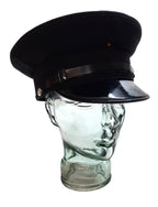 Dress Hat Black Wool Peak Cap With Chinstrap and Silver ER II Buttons Size 56cm