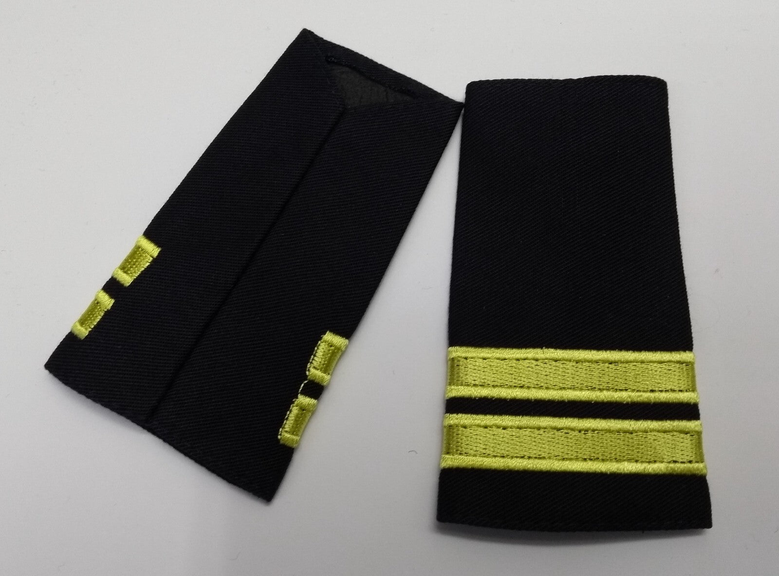 Officers Shoulder Slides 2 Bars Light Gold on Black Naval & Pilot Epaulettes