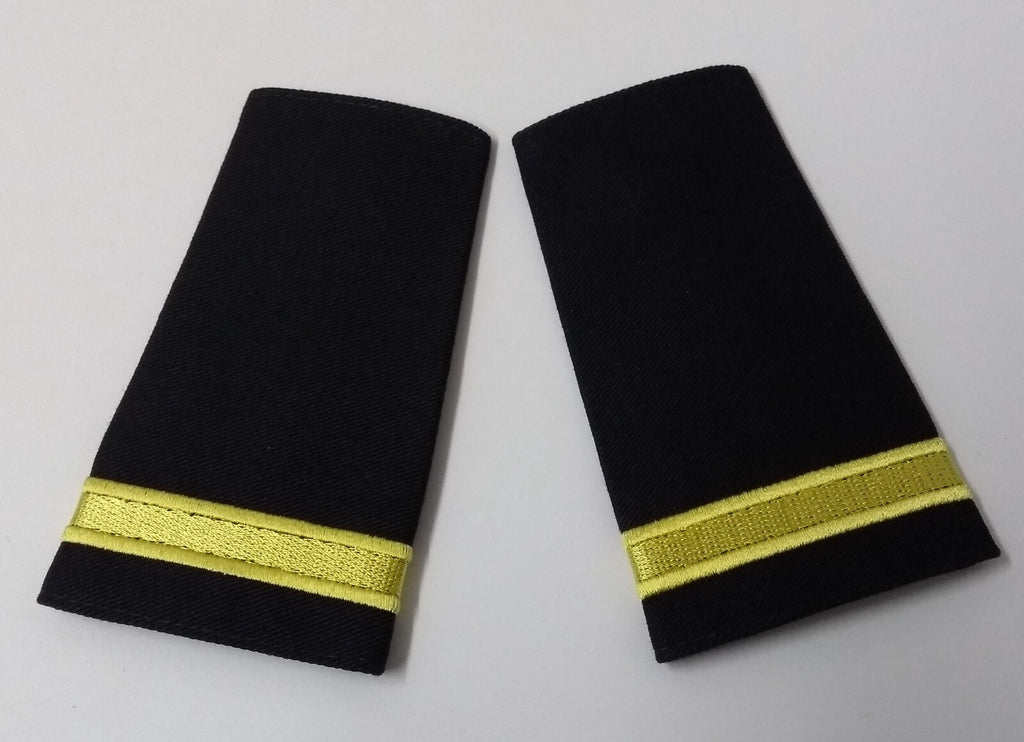 Officers Shoulder Slides 1 Bar Light Gold on Black Naval & Pilot Epaulettes