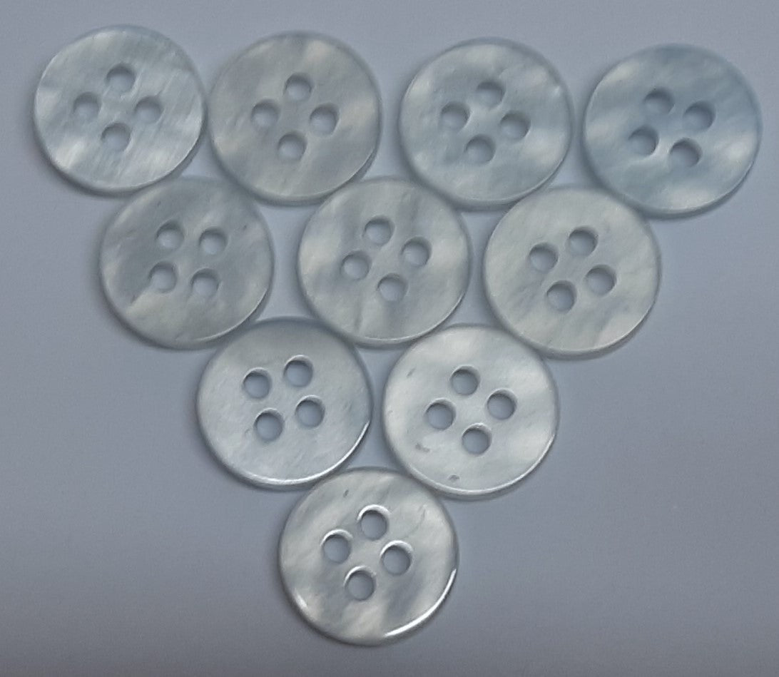 Buttons 50 Vintage 4 Hole for Dress Shirts Pearlesque Mint Blue Tint 10.6mm NOS