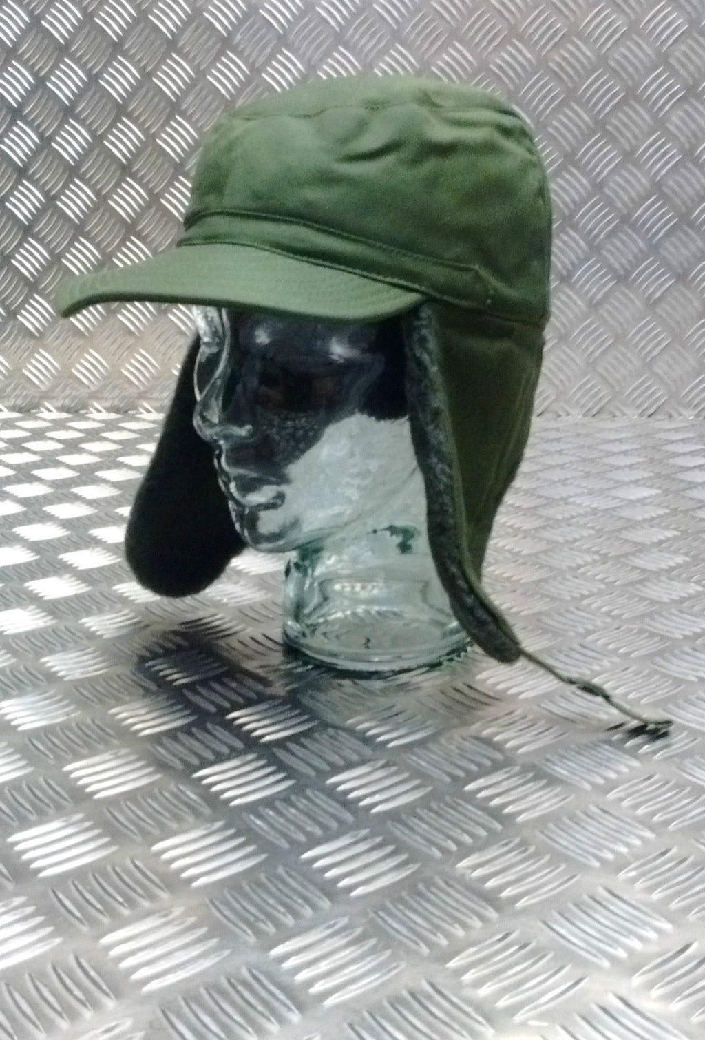 Genuine Swedish Army Green Cold Weather / Dog / Trapper Hat 58cm - NEW
