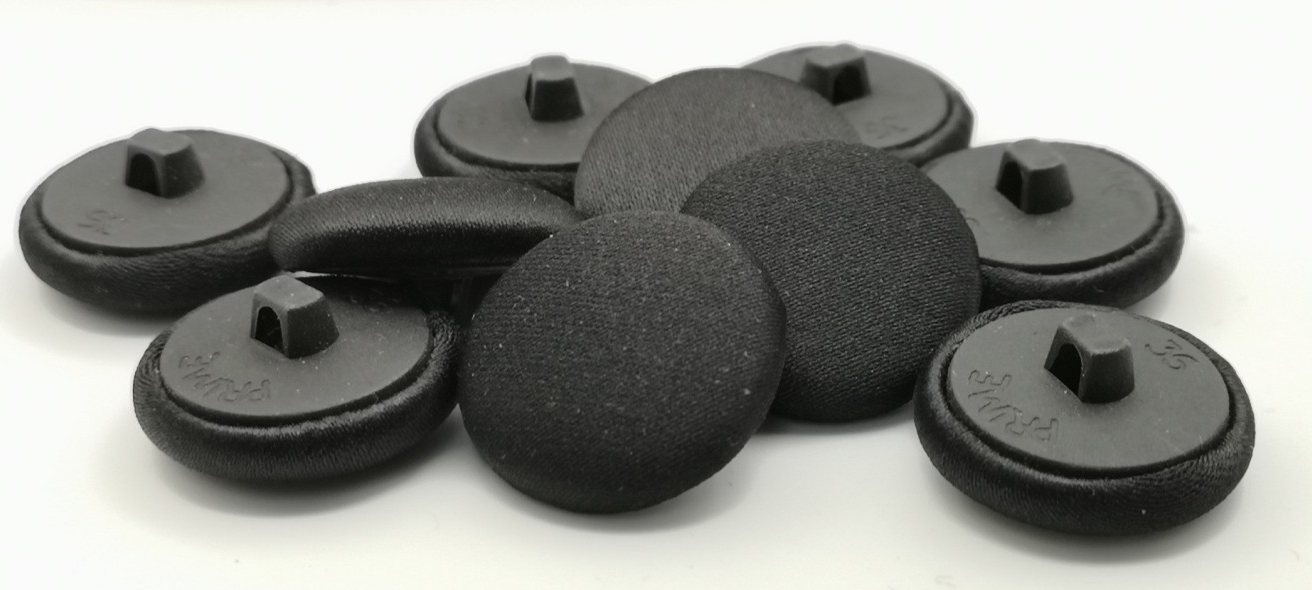 Black Satin Fabric Covered Buttons 22L x50