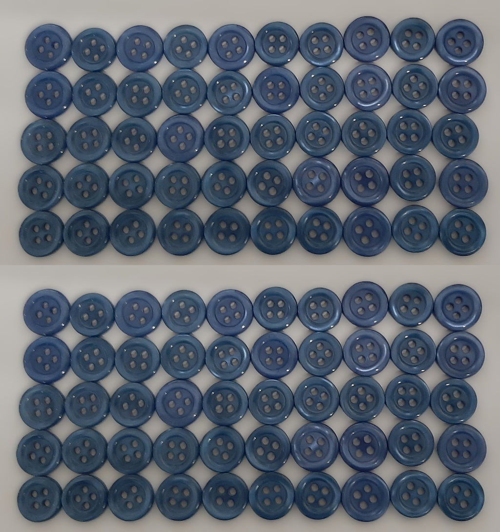 100 Vintage Buttons 4 Hole Shirt / Shank Anchors Pearlesque Blue 11.3mm NOS