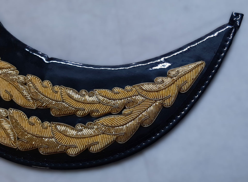 General Officer Peak British Oak Leaf Gold Wire Sprig Dress Hat Visor
