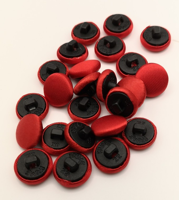 Fabric Covered Buttons Silk Scarlet / Red 20L x12